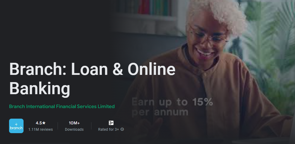 A screenshot of Branch financial service website